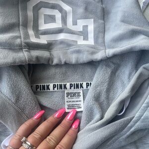 PINK Victoria's Secret Light Gray Hoodie with White Logo